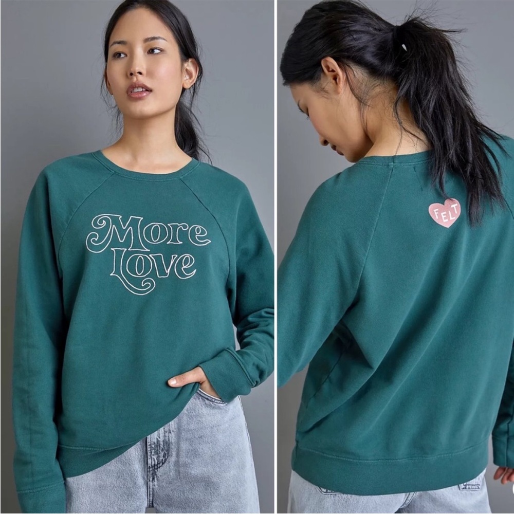 Anthropologie Back When More Love Pullover Sweatshirt Size Large
